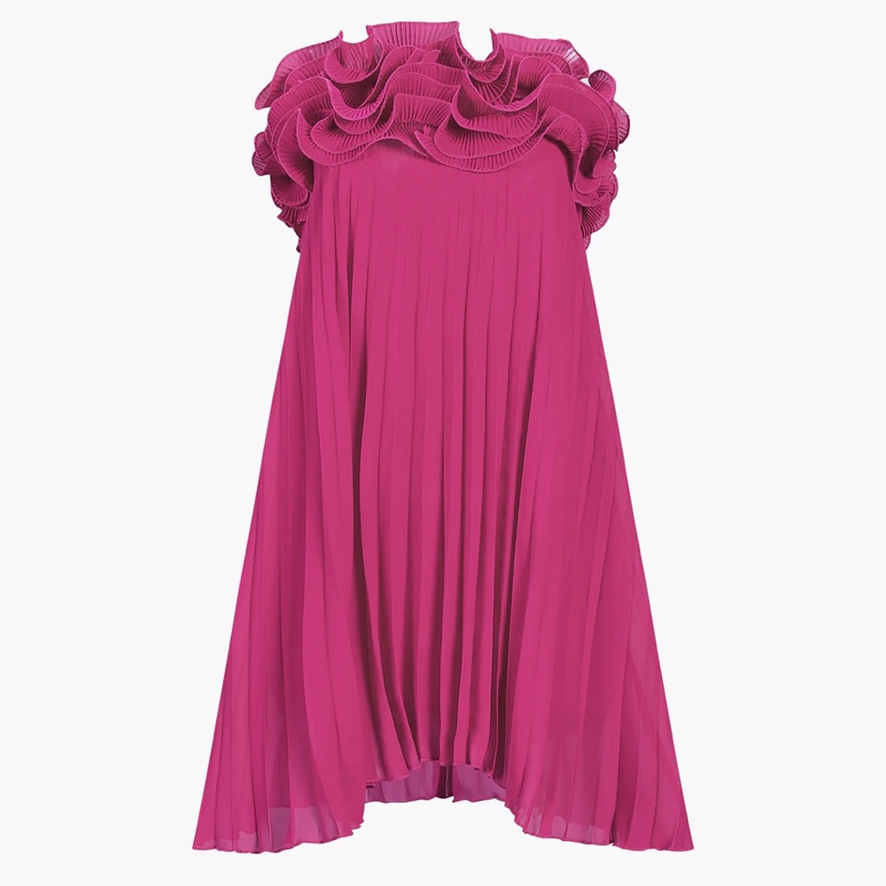 Commense Strapless Fuchsia Ruffle Dress - Picture 3 of 5